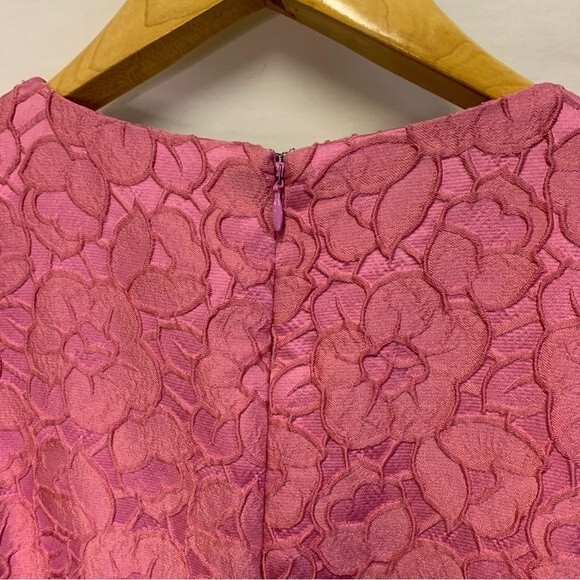 4.Collective Anthropologie Rose Pink Floral Jaquard V-Neck Sleeveless Dress Sz 6 - Picture 8 of 12